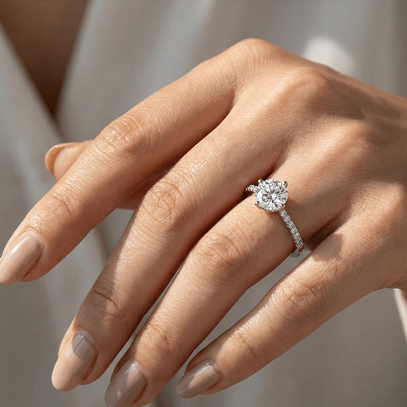 Adjustable Moissanite Solitaire Ring in Silver