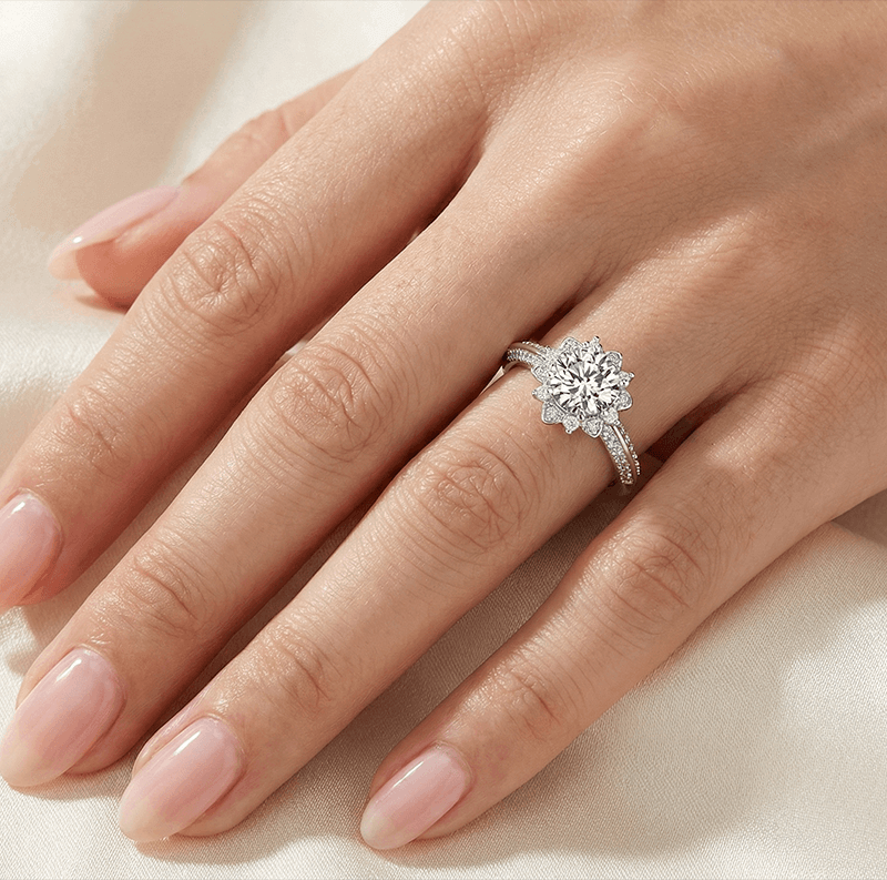 Adjustable Moissanite Bridal Ring in Silver