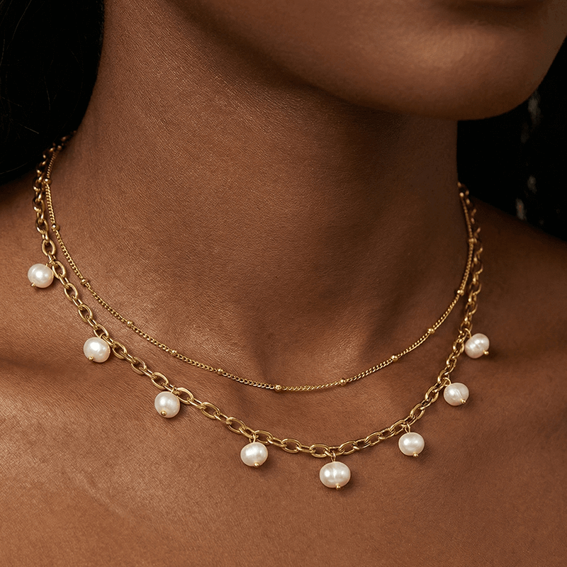 Layered Freshwater Pearl Necklace of Astralee Jewelry