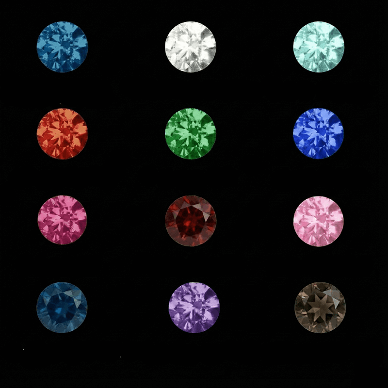 12 colors of 12 birthstones