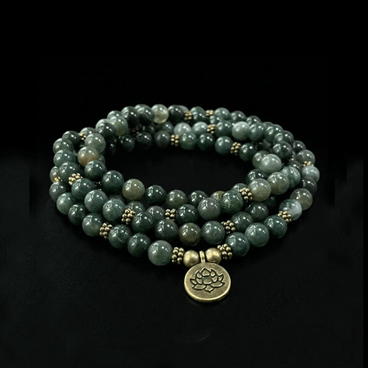 Moss Agate Bead Bracelet & Necklace