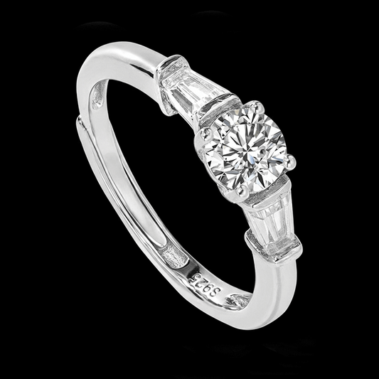 Silver Adjustable Moissanite Ring