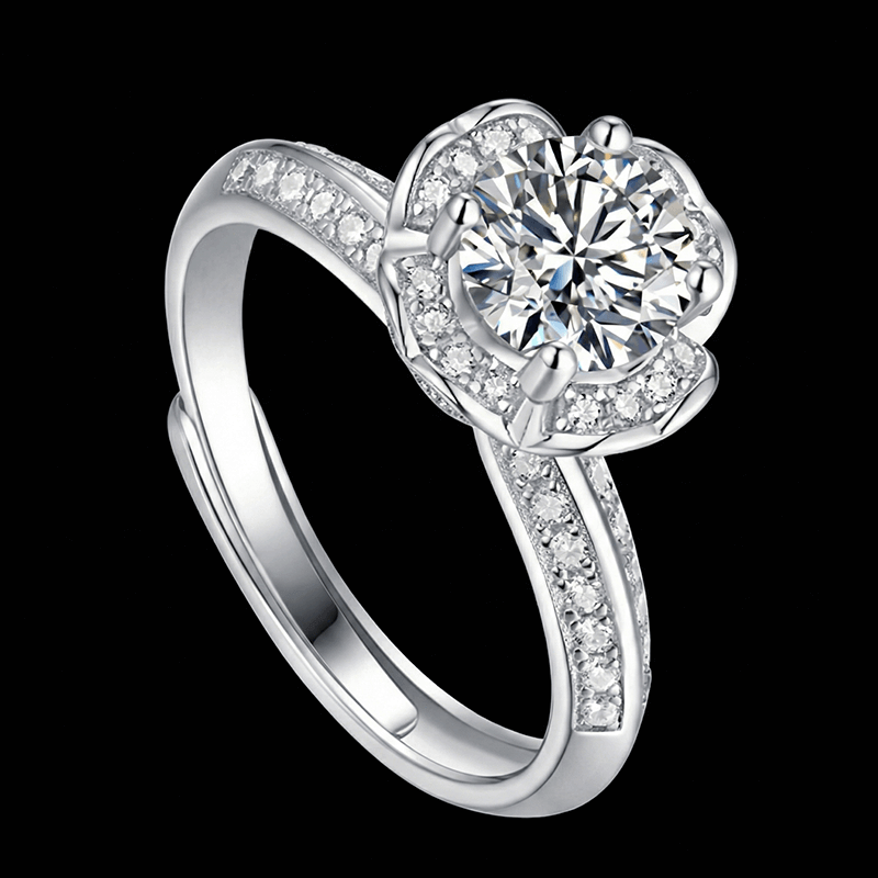 Adjustable Moissanite Flower Engagement Ring
