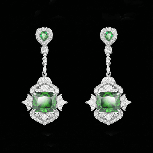 925 Sterling Silver Zircon Green Earrings