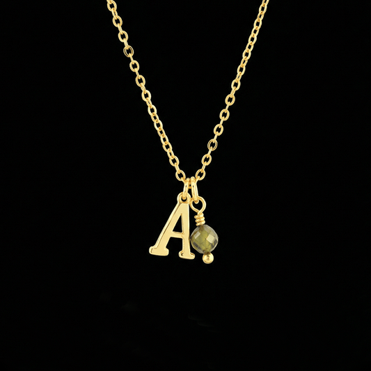 Initial Necklace with Birthstone in 18K Gold Vermeil