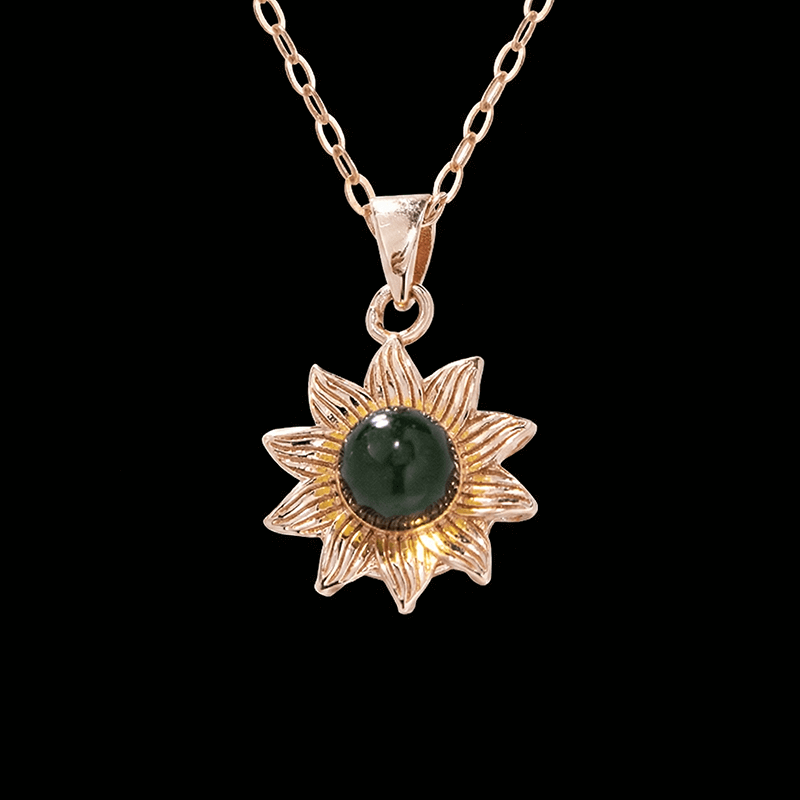 Blue Amber Sunflower Necklace