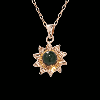 Blue Amber Sunflower Necklace