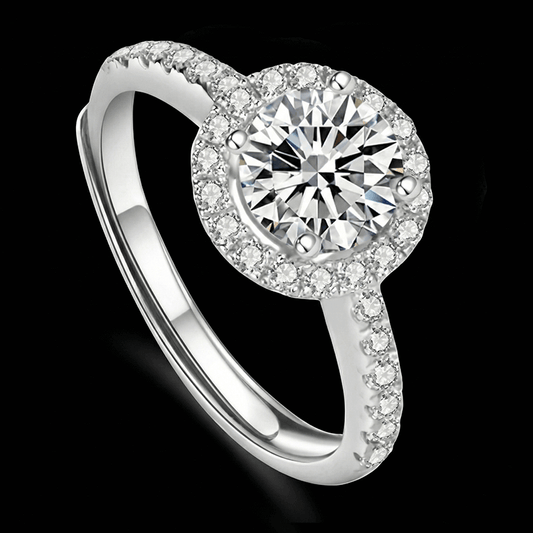 Adjustable Round Engagement Ring Moissanite