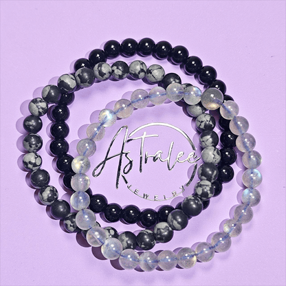 Labradorite & Black onyx & Obsidian Crystal Bracelet