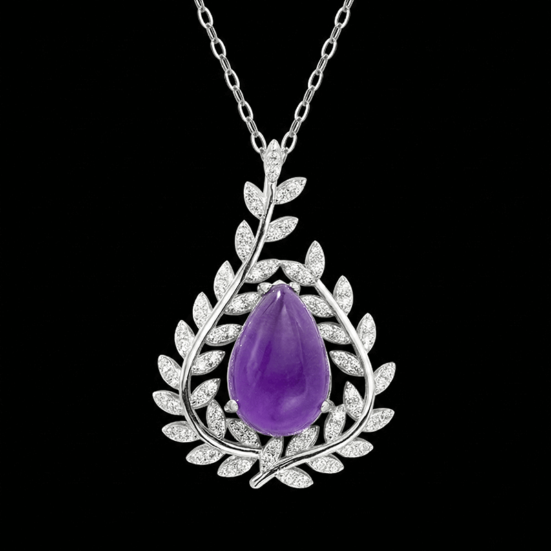 S925 Sterling Silver Amethyst Pendant Necklace