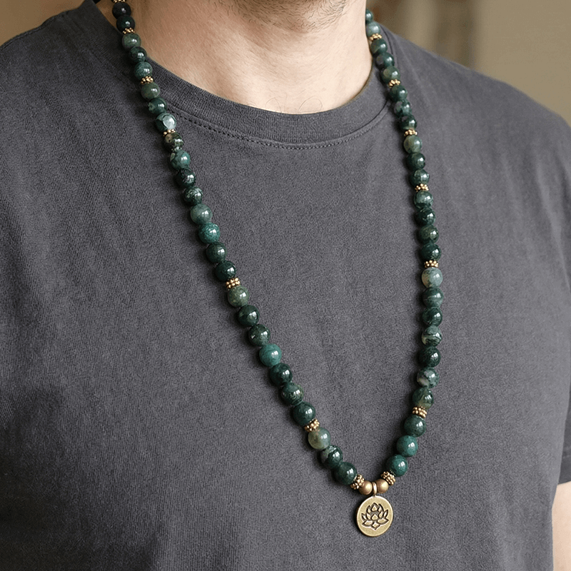 Moss Agate Bead Necklace