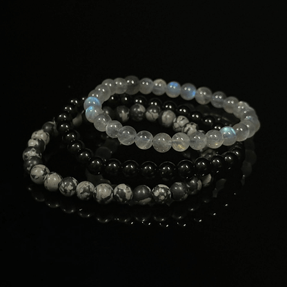 Labradorite & Black onyx & Snowflake Obsidian Crystal Bracelet
