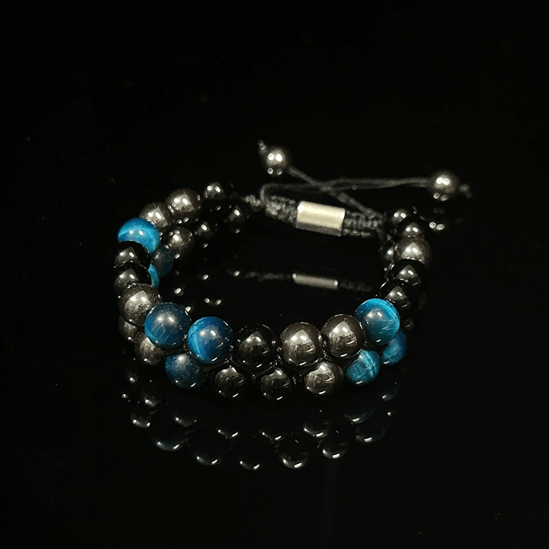 Black Obsidian & Blue Tiger Eye Bracelet