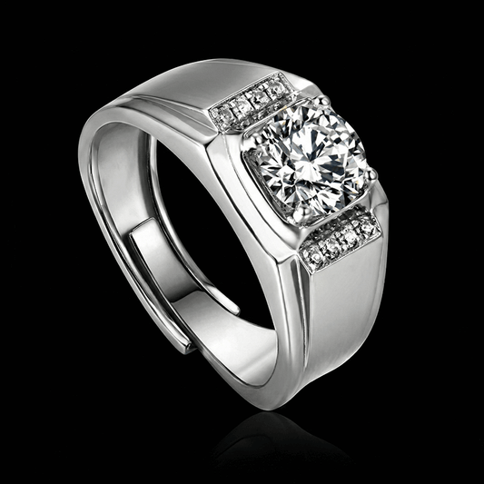 Adjustable Moissanite Ring Men