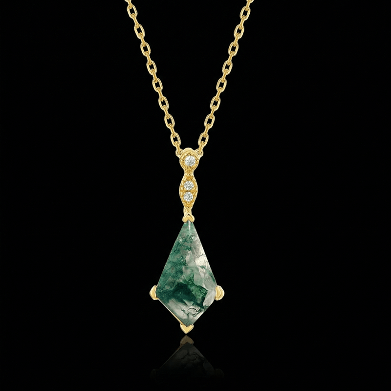 Moss Agate Necklace Gold