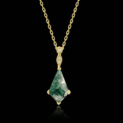 Moss Agate Necklace Gold