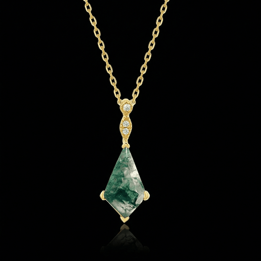 Moss Agate Necklace Gold