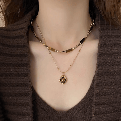 Wearig Tiger's Eye Stone Necklace