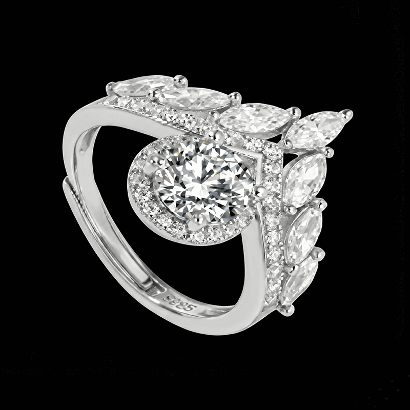Adjustable Moissanite Crown Ring