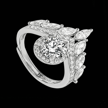 Adjustable Moissanite Crown Ring