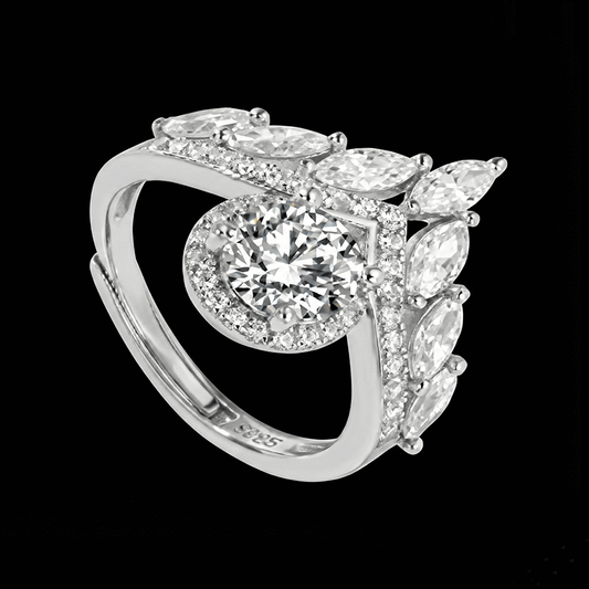 Adjustable Moissanite Crown Ring
