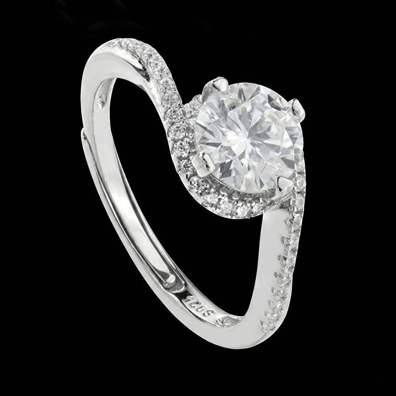 Adjustable Cushion Cut Moissanite Ring