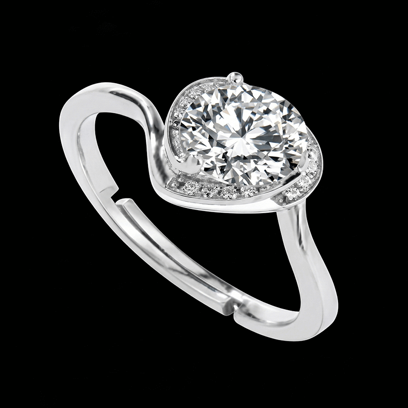 Adjustable Moissanite Heart Ring