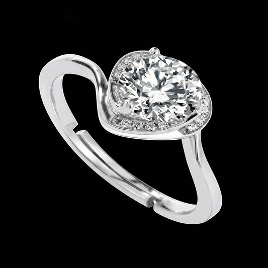 Adjustable Moissanite Heart Ring