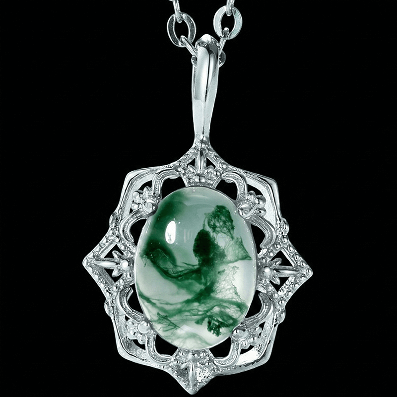 Green Moss Agate Necklace of Astralee Jewelry