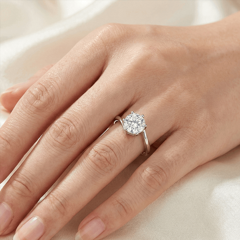 Adjustable Moissanite Engagement Ring in Silver