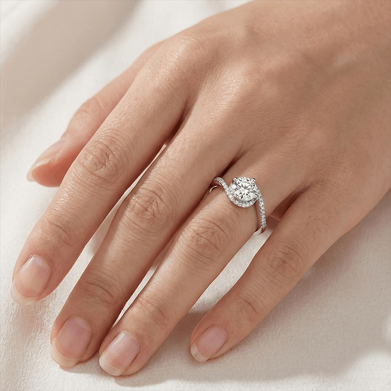 Adjustable Cushion Cut Moissanite Ring in Silver