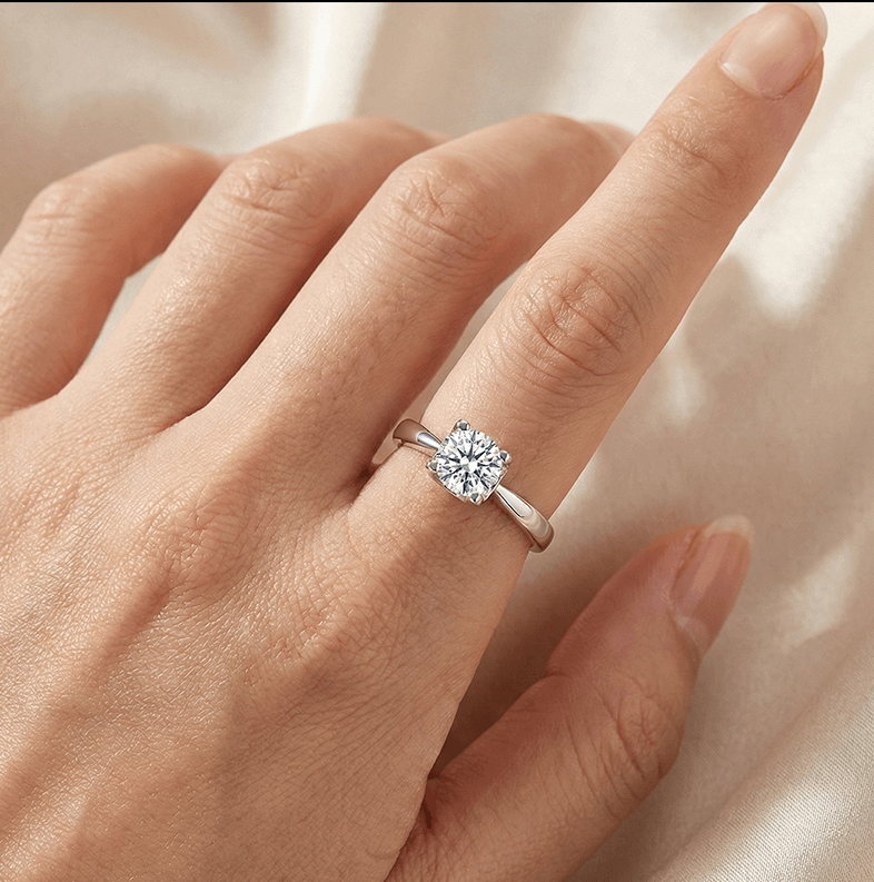 Adjustable Moissanite Wedding Ring in Silver