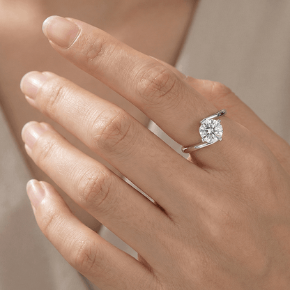 Adjustable Moissanite Halo Ring in Silver