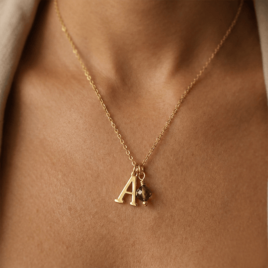Initial Necklace with Birthstone