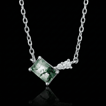 moss agate necklace silver