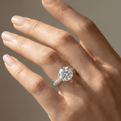 Adjustable 5 Carat Moissanite Ring in Silver