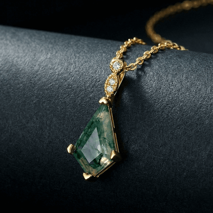 Moss Agate Necklace Gold Chain