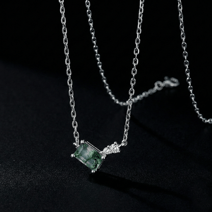 moss agate necklace in silver