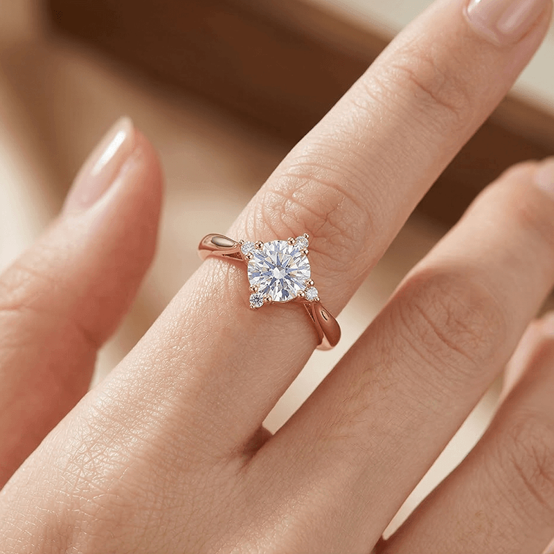 Adjustable Radiant Cut Moissanite Ring in Rose Gold