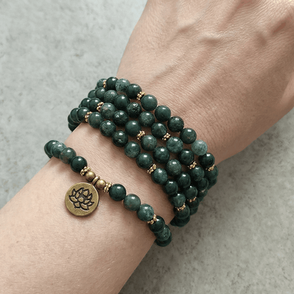 Moss Agate Bead Bracelet