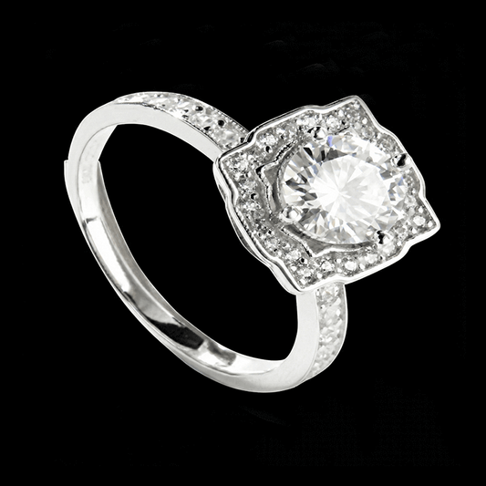 Adjustable Moissanite Flower Ring