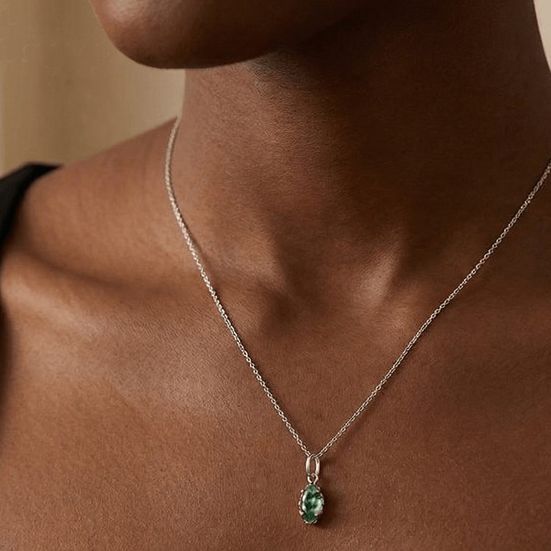 moss agate pendant necklace for daily wearing