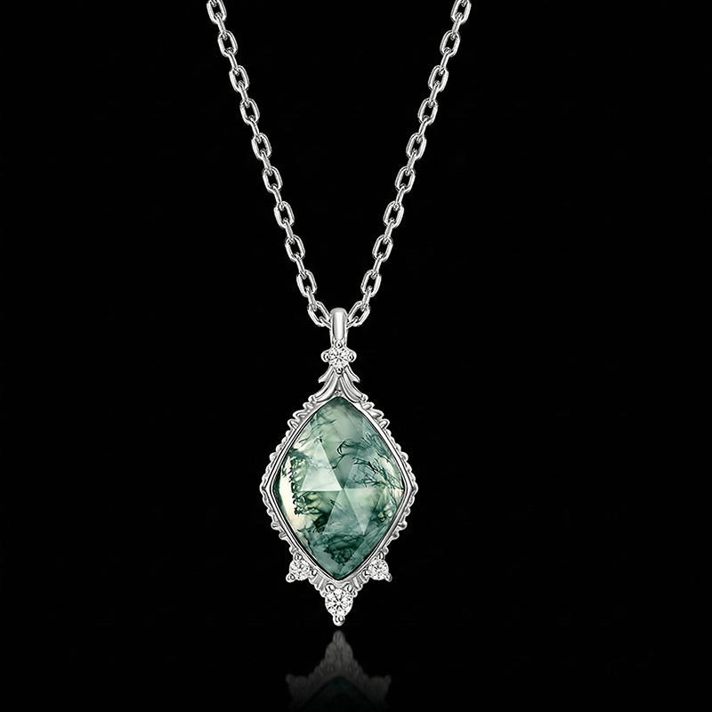 women moss agate necklace
