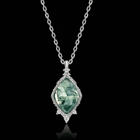 women moss agate necklace