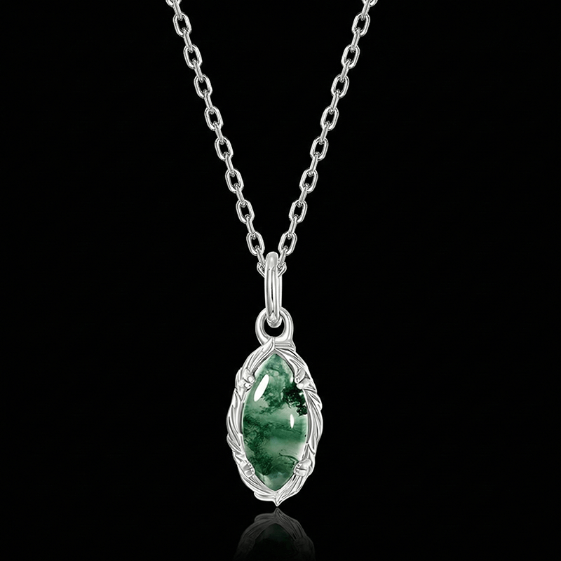 moss agate pendant necklace