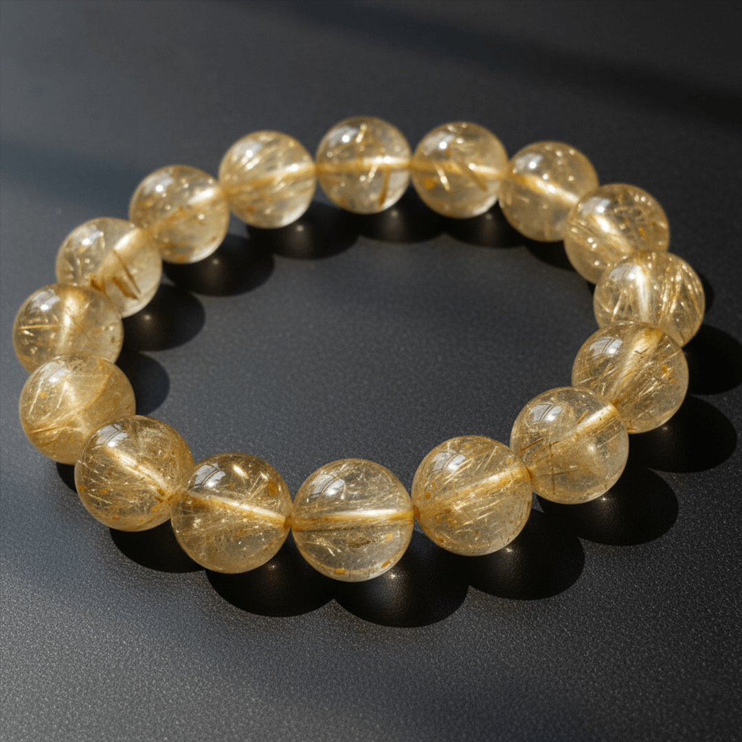 Astralee Jewelry Rutilated Quartz Bracelet with a yellow thread