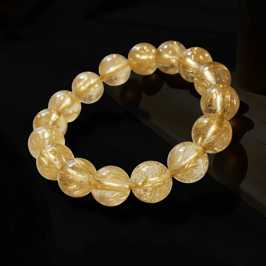 Astralee Jewelry Rutilated Quartz Bracelet with clear stones