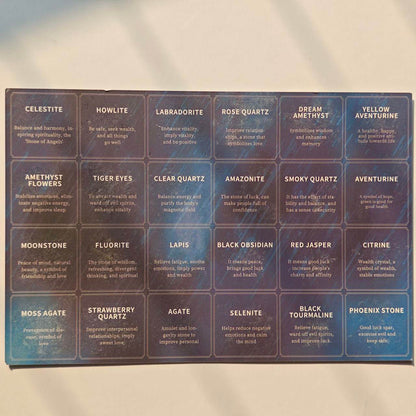Astralee Jewelry Crystal Rough Stone Collection of gemstone cards with names